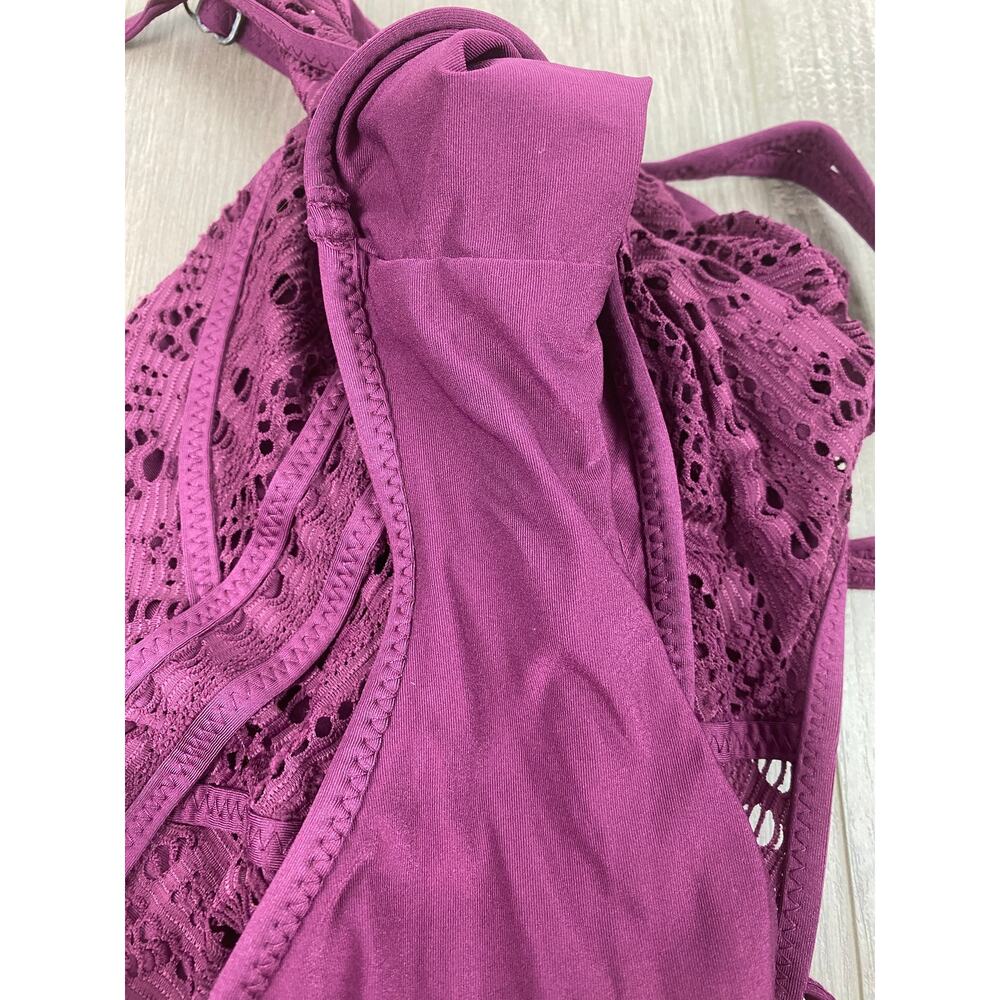 Becca by Rebecca Virtue Color Play Purple Crochet Lace Illusion Swimsuit Sz.S - Picture 15 of 16